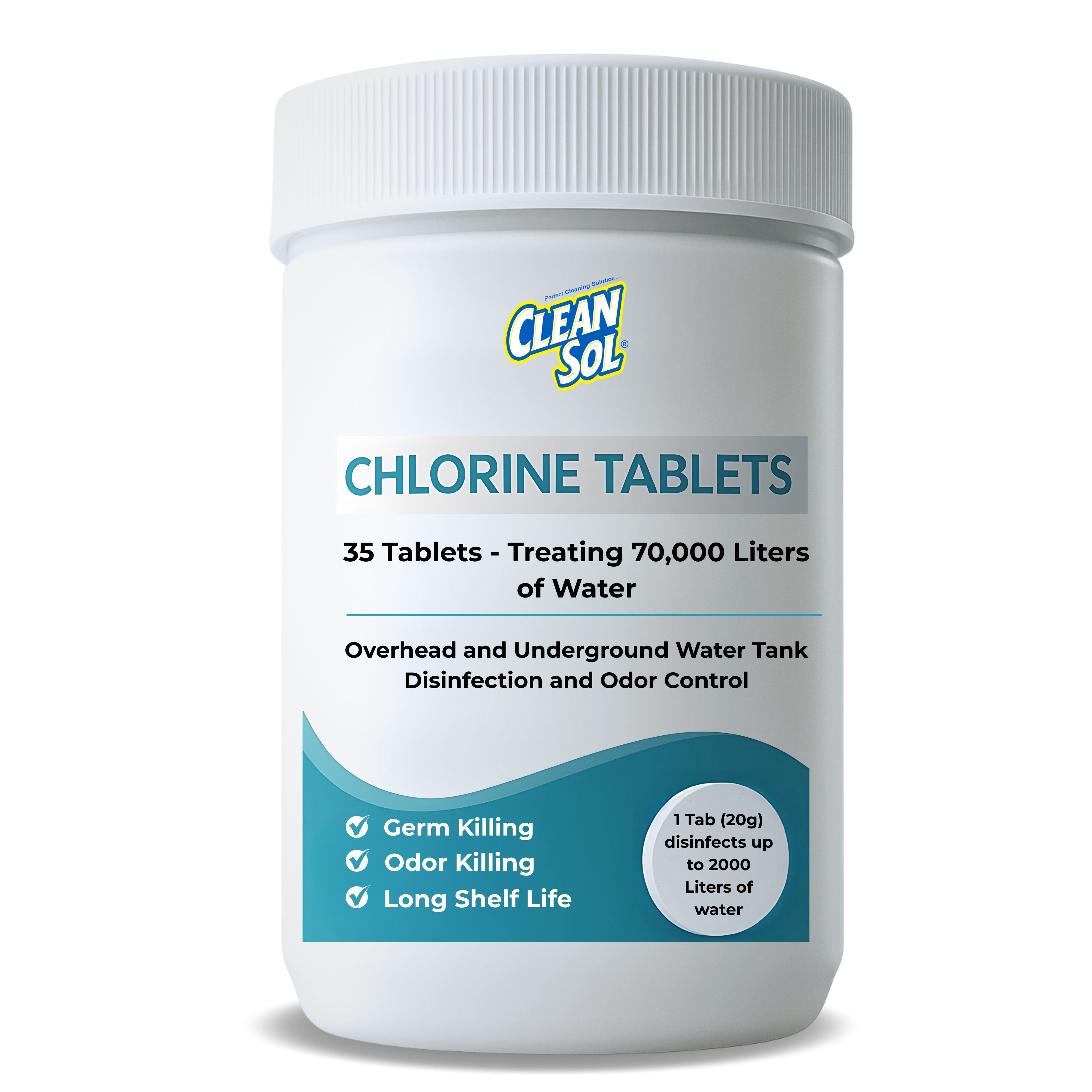 Cleansol Chlorine Tablets for Water Tank Disinfection  | Kills Germs & Controls Odour | Ideal for Overhead & Underground Water Tanks