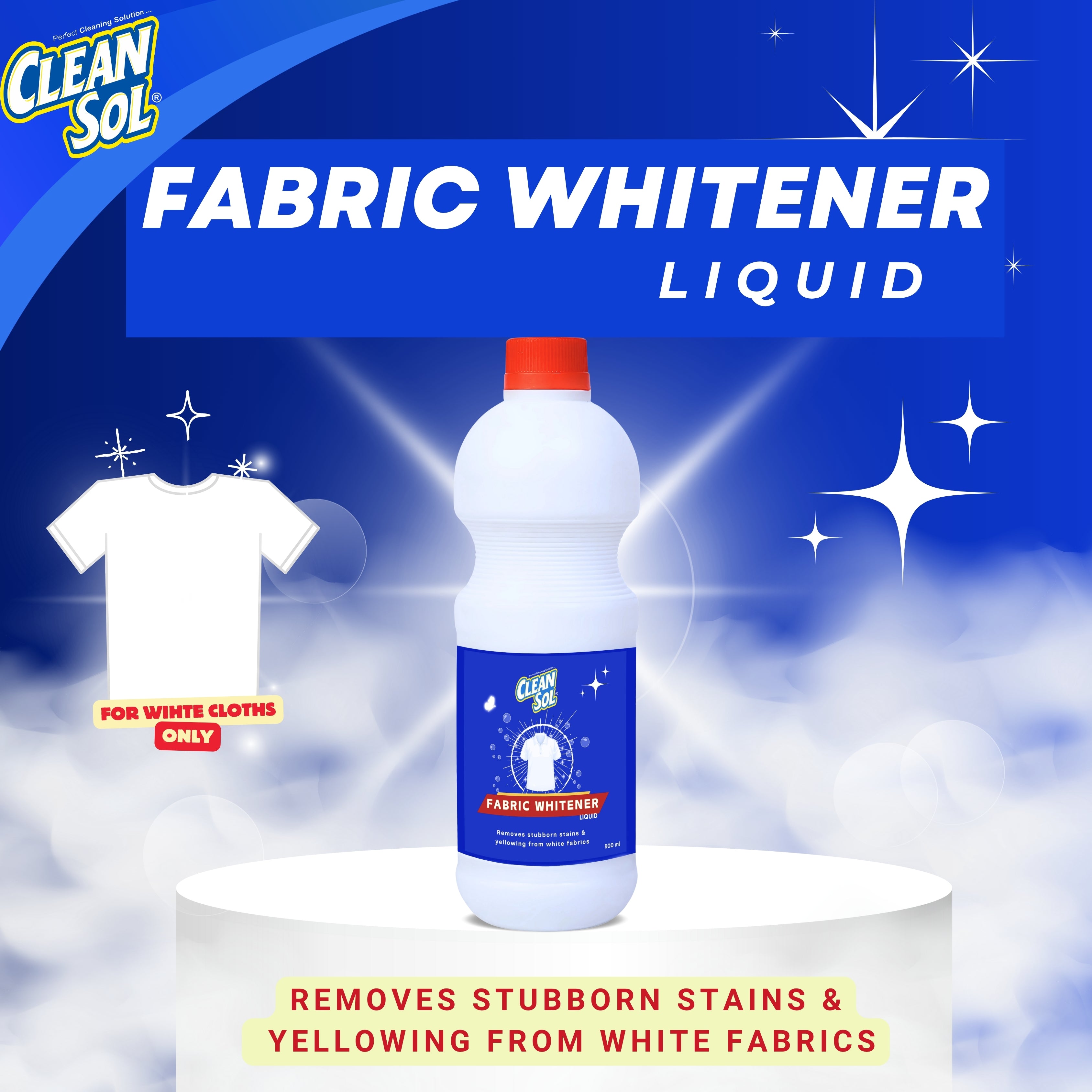 Cleansol Fabric Whitener | Removes Stubborn Stains | Brightens White Clothes