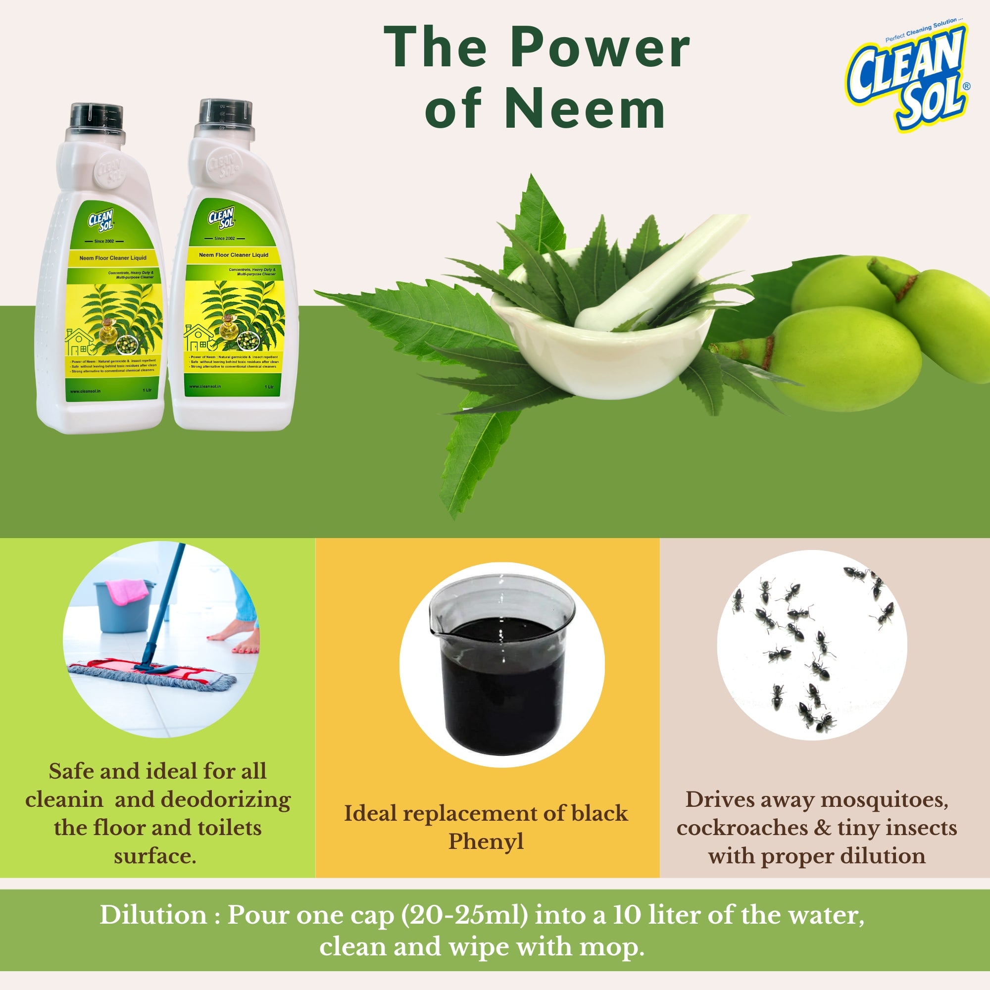 Cleansol Neem Floor Cleaner Liquid : Eco-friendly and biodegradable