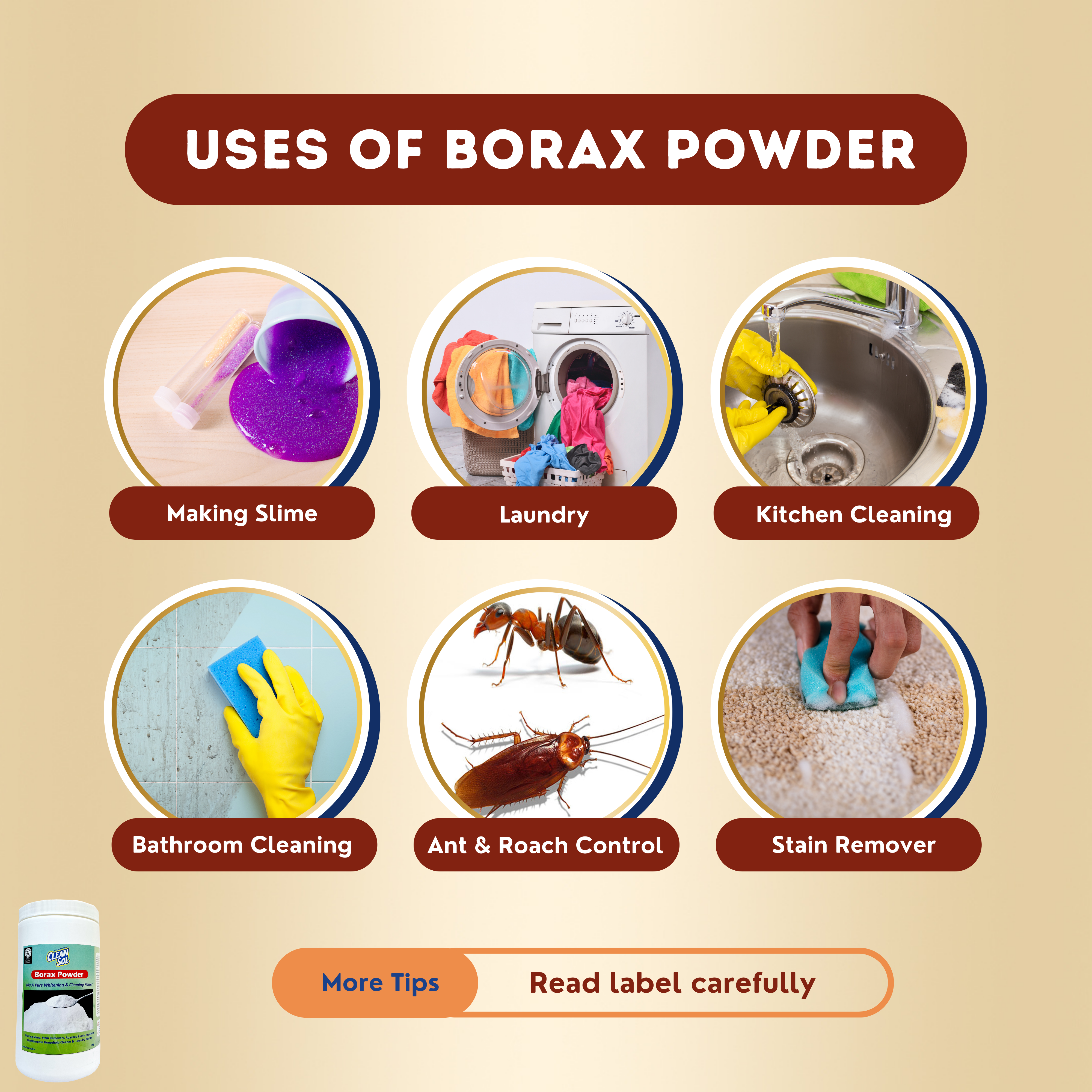 Cleansol Borax Powder for Whitening, Cleaning & Making Slime