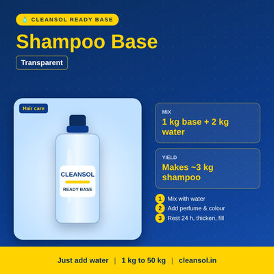 Cleansol Shampoo Base – Transparent (Concentrate, 1 kg makes ~3 kg)