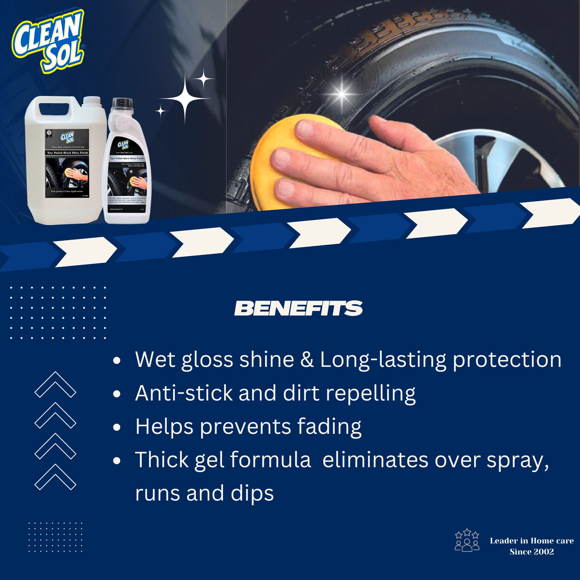 Cleansol Tyre Polish for car and bike - Black Shine Finish