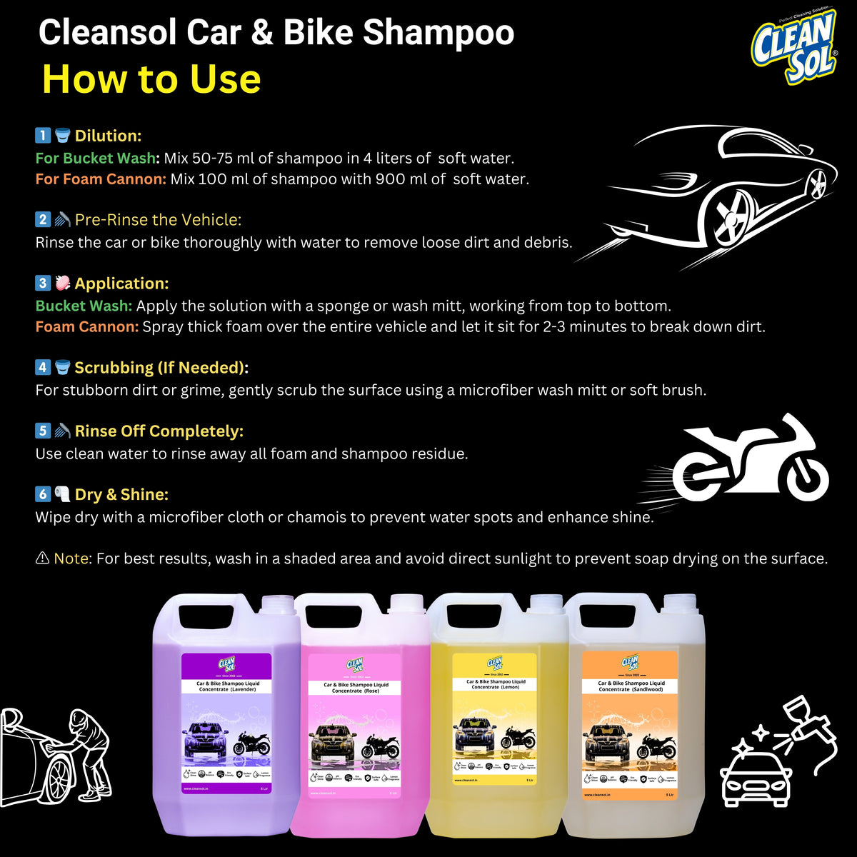 Cleansol Car & Bike Wash Shampoo (Perfumed)