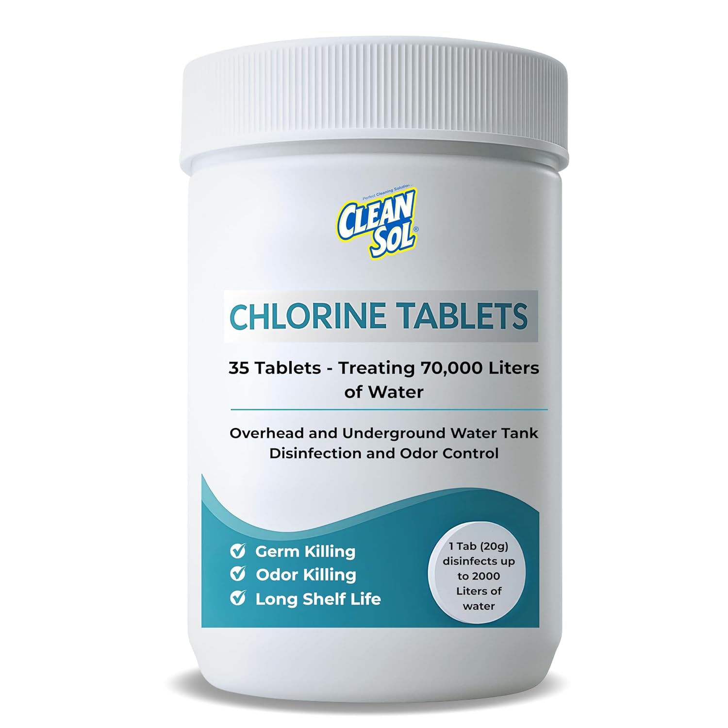 Cleansol Chlorine Tablets for Water Tank Disinfection and Water Purification| Kills Germs & Controls Odour | Ideal for Overhead & Underground Water Tanks