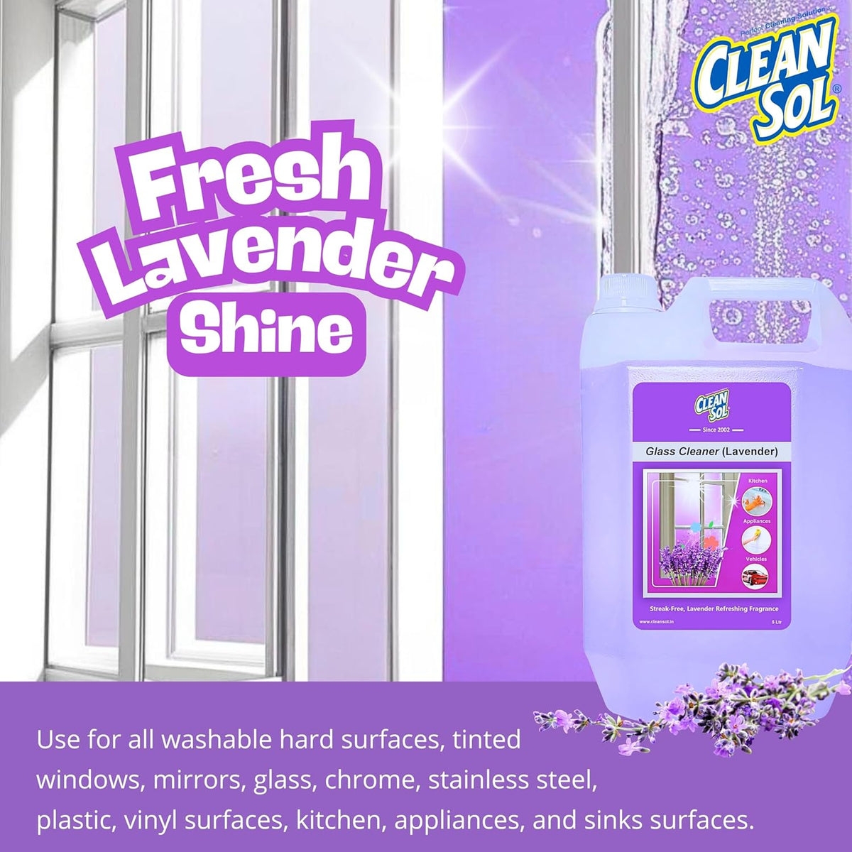 Cleansol Glass Cleaner Refill – Lavender
