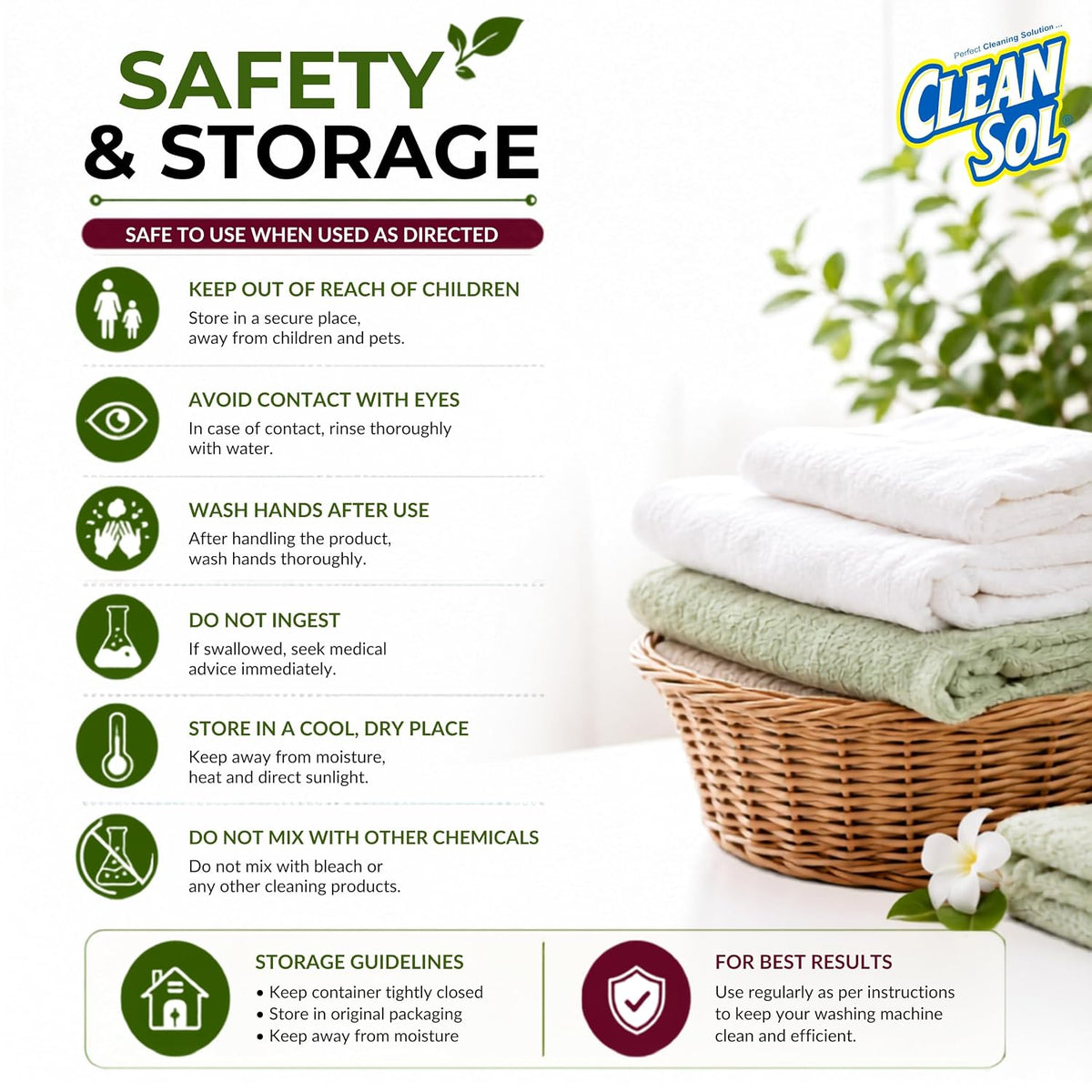 Cleansol Laundry Washing Machine Descaler Powder