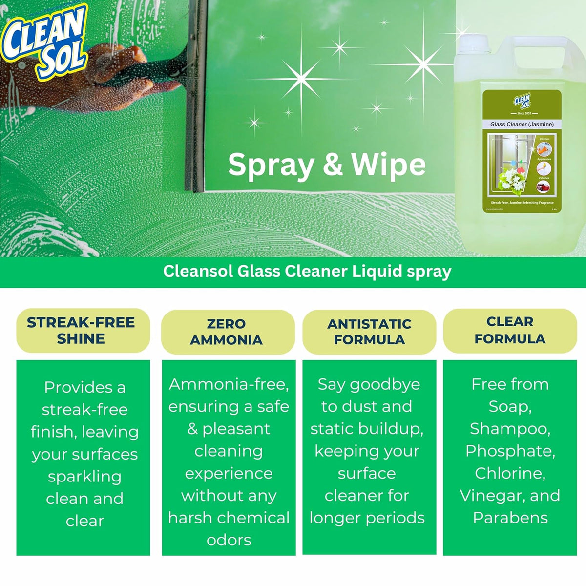 Cleansol Glass Cleaner Refill – Jasmine