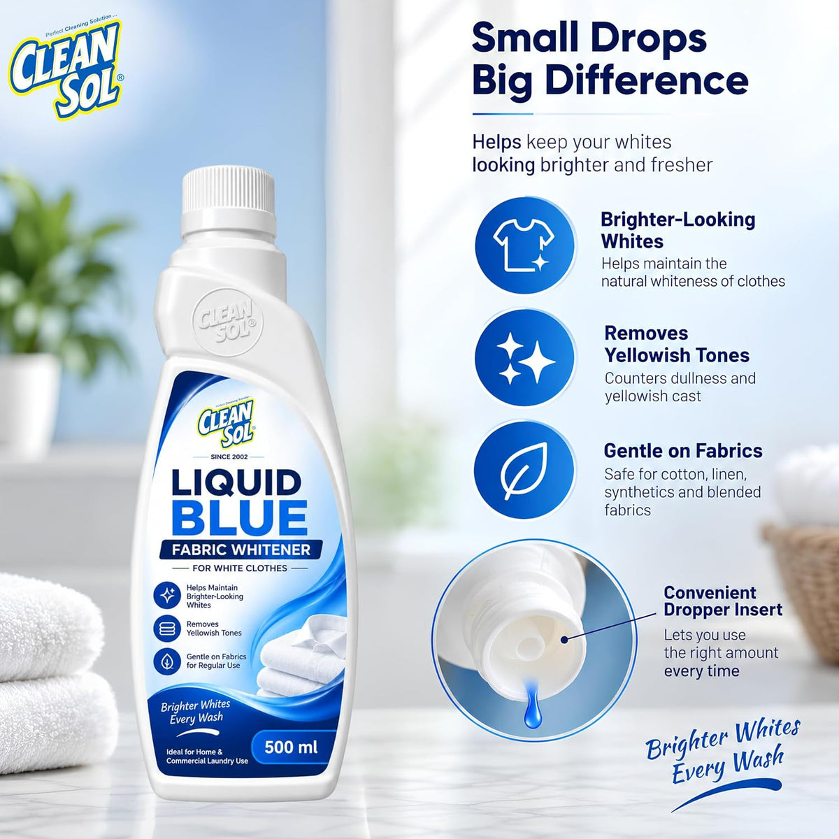 Cleansol Liquid Blue for White Clothes -500 ml