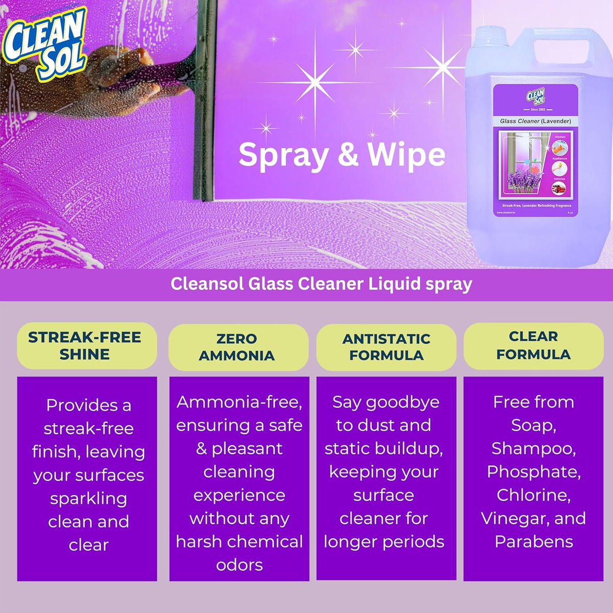 Cleansol Glass Cleaner Refill – Lavender