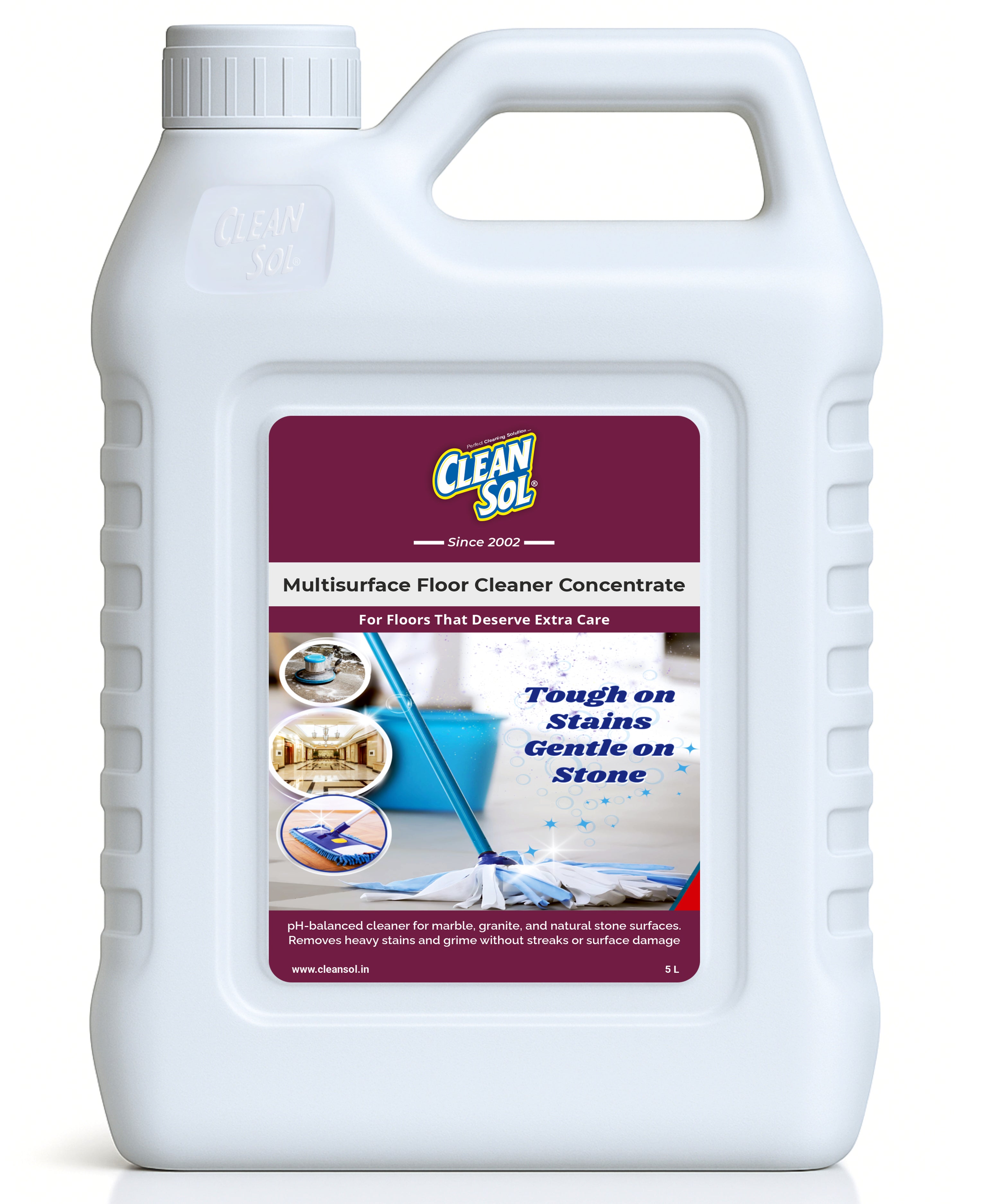 Cleansol Multi-Surface Floor Cleaner Concentrate | Neutral pH, Biodegradable & Eco-Friendly | Ideal for Marble, Granite & Natural Stone | Removes Heavy Stains, Grime & Spots