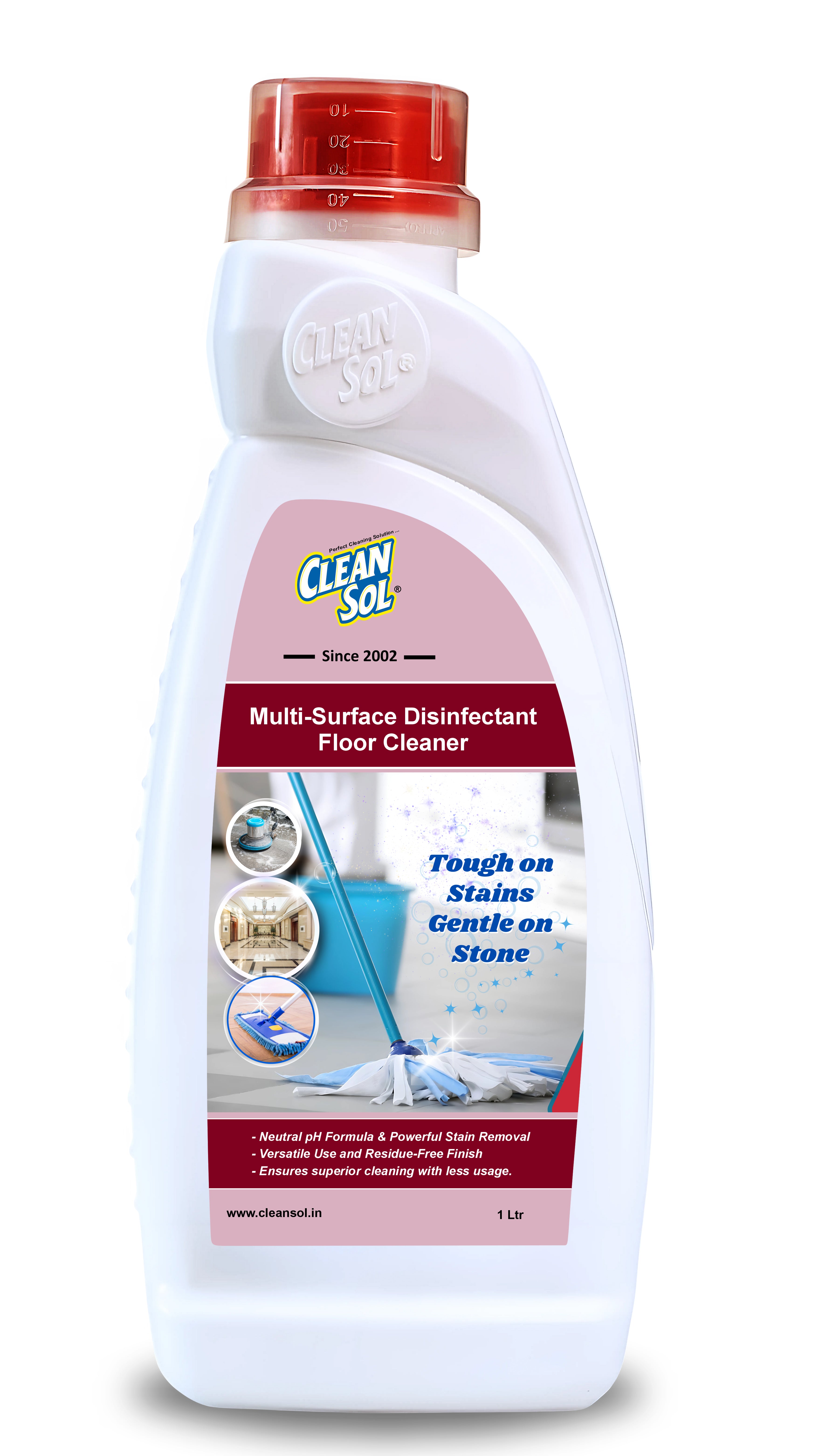 Cleansol Multi-Surface Floor Cleaner Concentrate | Neutral pH, Biodegradable & Eco-Friendly | Ideal for Marble, Granite & Natural Stone | Removes Heavy Stains, Grime & Spots