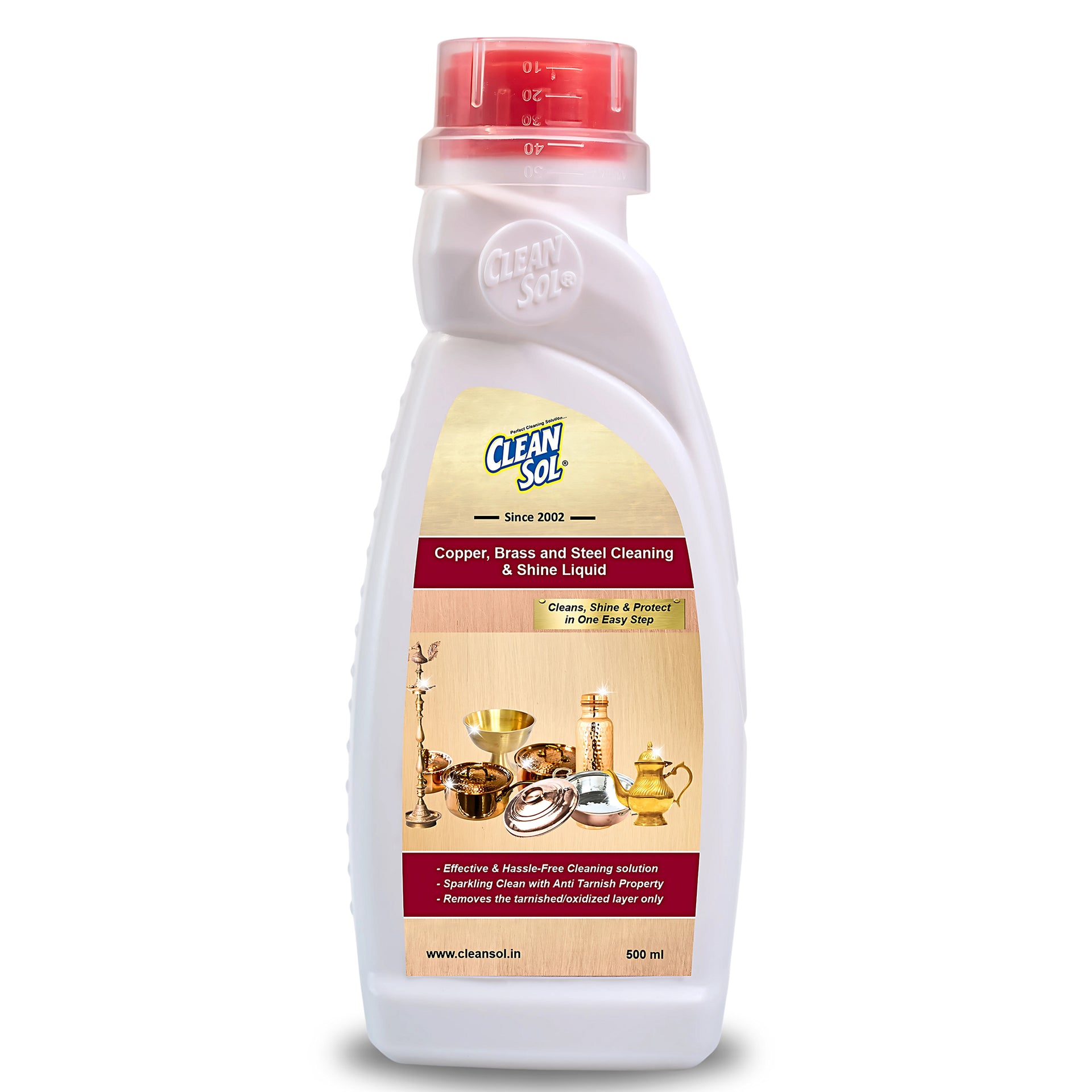 Cleansol Copper, Brass Steel Cleaning Liquid Eco-Friendly Tarnish Remover with Anti-Tarnish Protection Restores Shine for Pots, Pans, Sinks