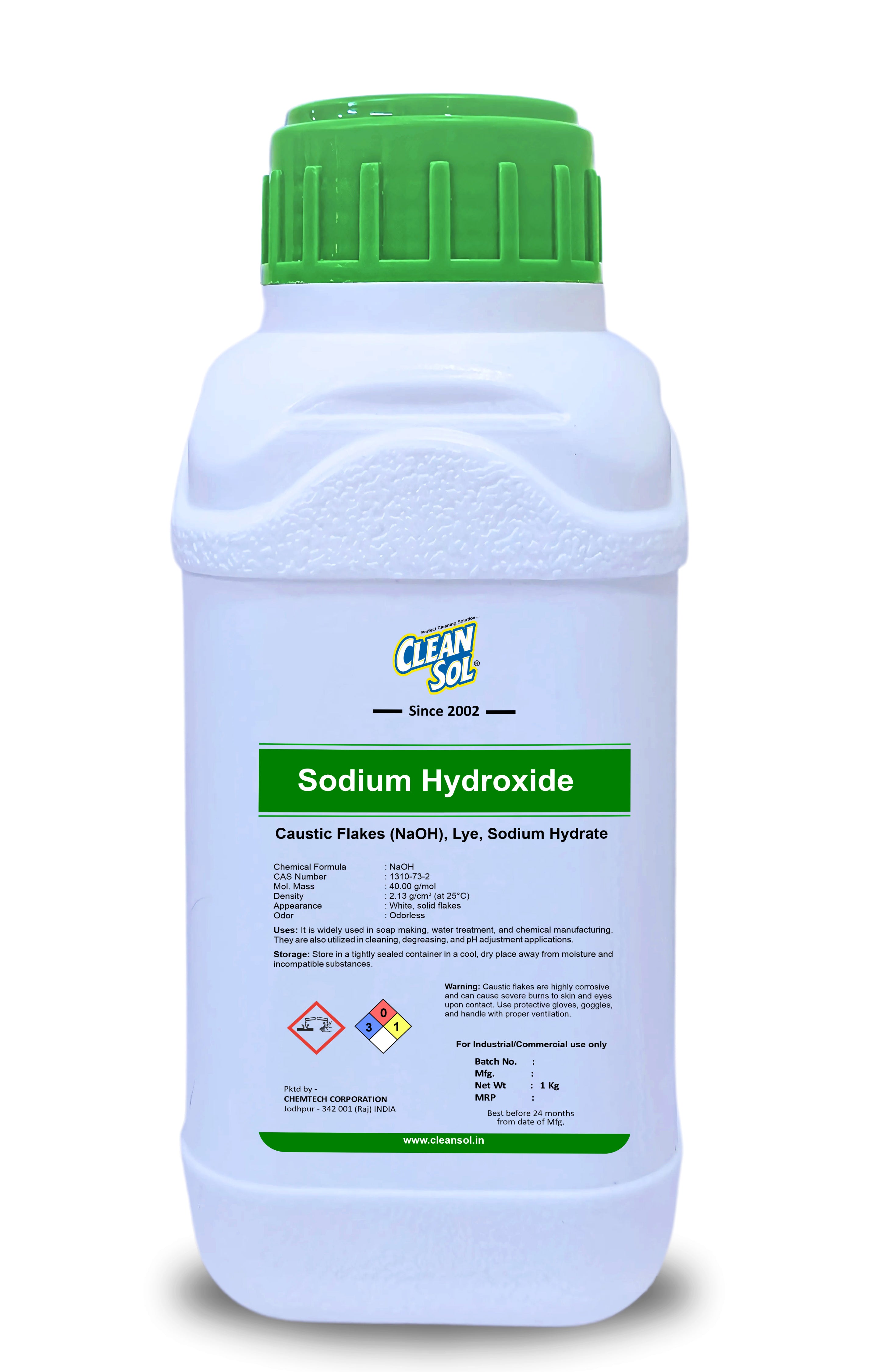 Cleansol Caustic Flakes (NaOH) | High-Quality Sodium Hydroxide for Soap Making, Cleaning, and Water Treatment - 250g/500g/1kg/5kg