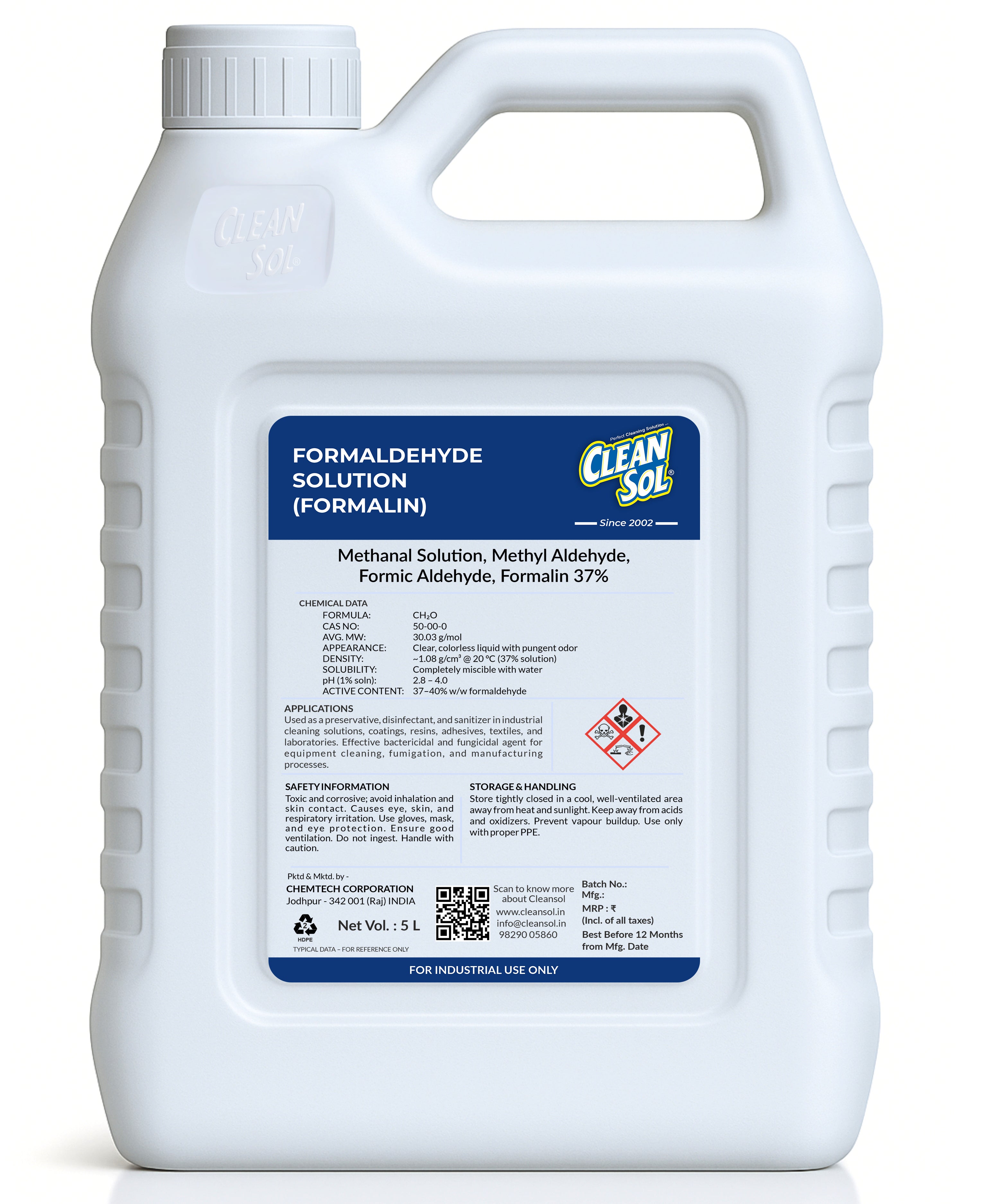 Cleansol Formaldehyde Solution (Formalin) - 37%
