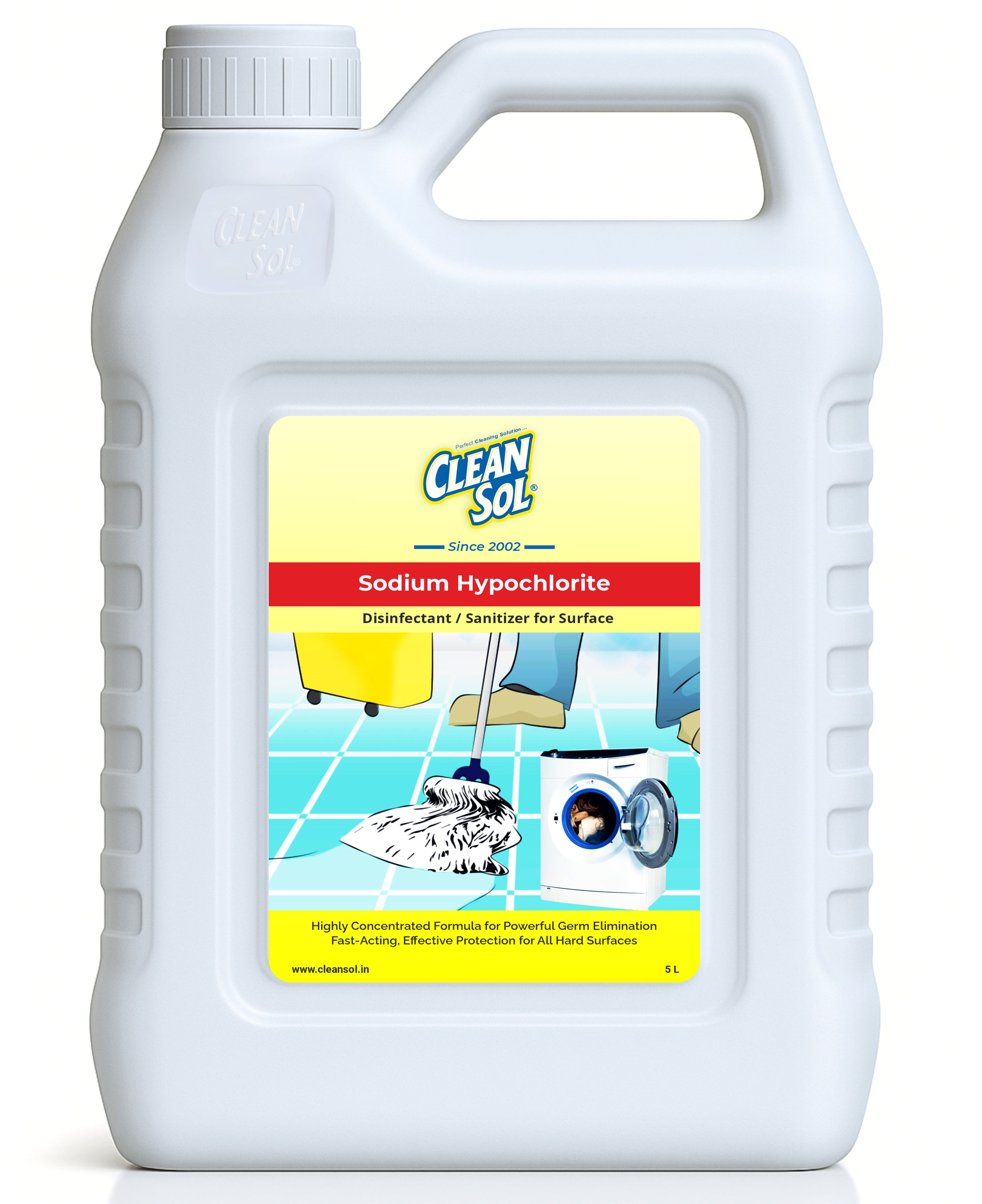 Cleansol Sodium Hypochlorite 5% | Multipurpose Disinfectant & Sanitizer for High-Contact Surfaces, Floors, Toilets & Hospitals | Powerful, Economical & Effective