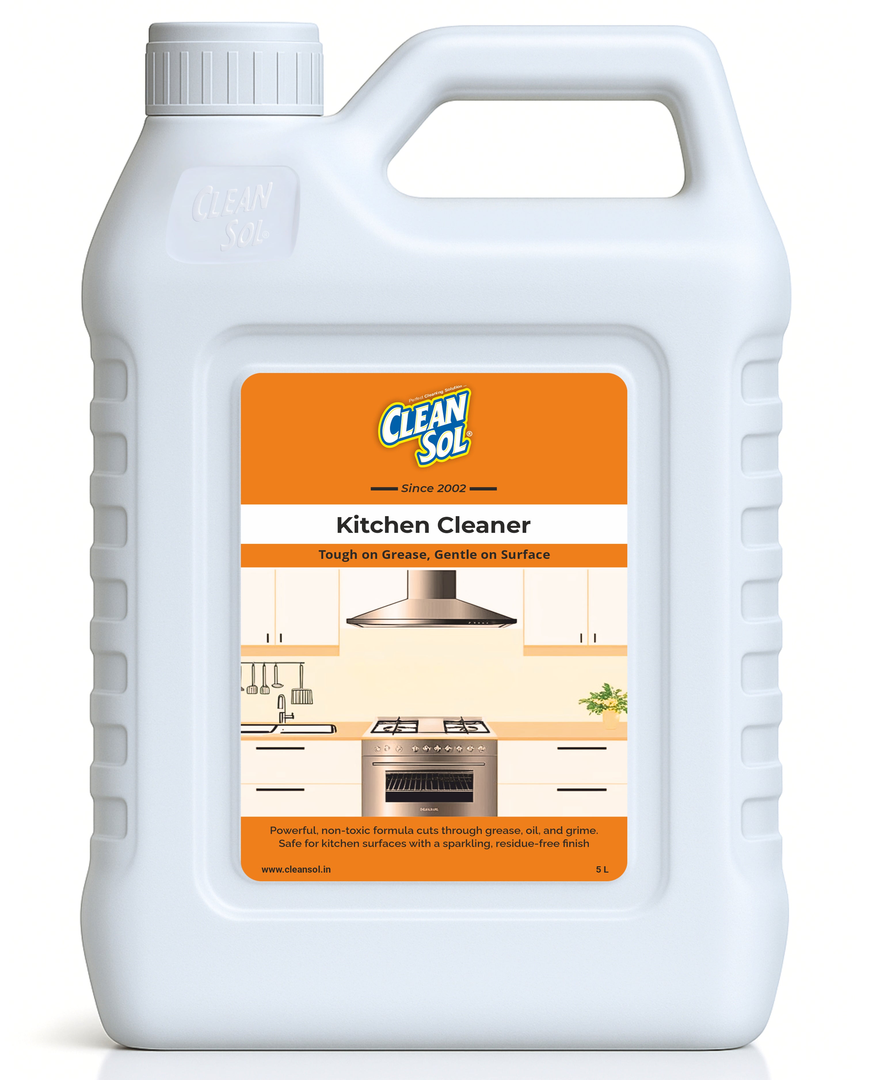 Cleansol Kitchen Cleaner Spray – Oil & Grease Stain Remover for Stove, Chimney, Countertops, Tiles & Sink | Non-Toxic, Non-Flammable Degreaser for Kitchen Surfaces – 500ml