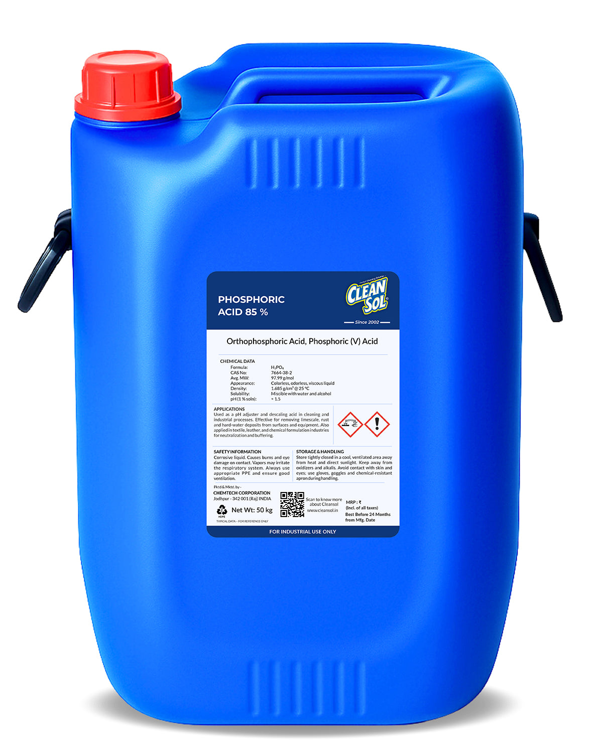 Cleansol Phosphoric Acid 85% – Descaler, Heavy-Duty Cleaner & pH Adjuster