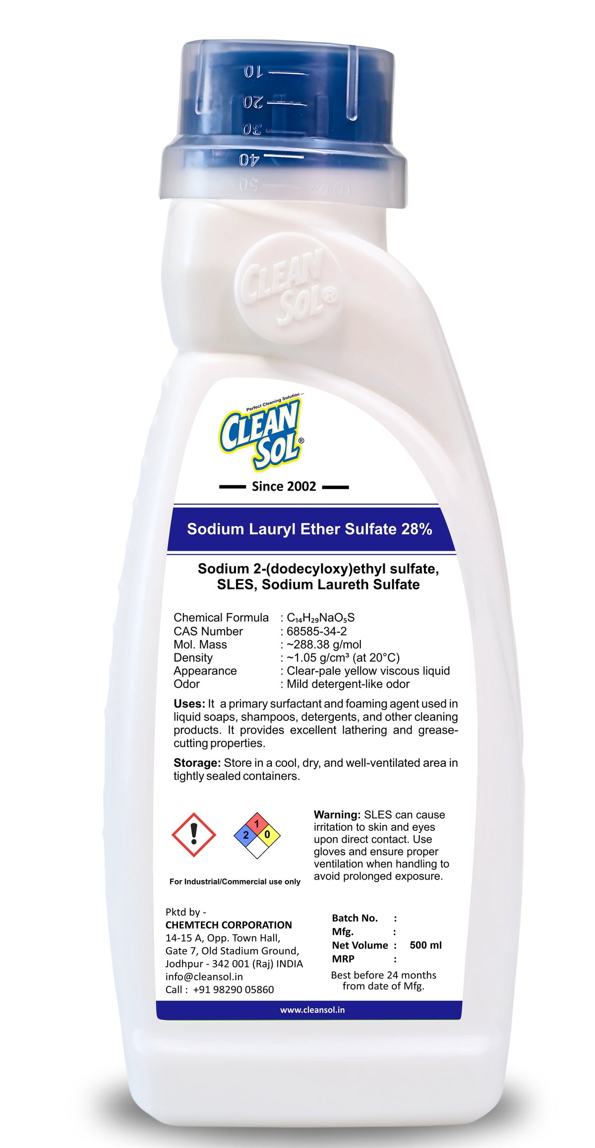 Cleansol SLES 28% (Sodium Lauryl Ether Sulphate)