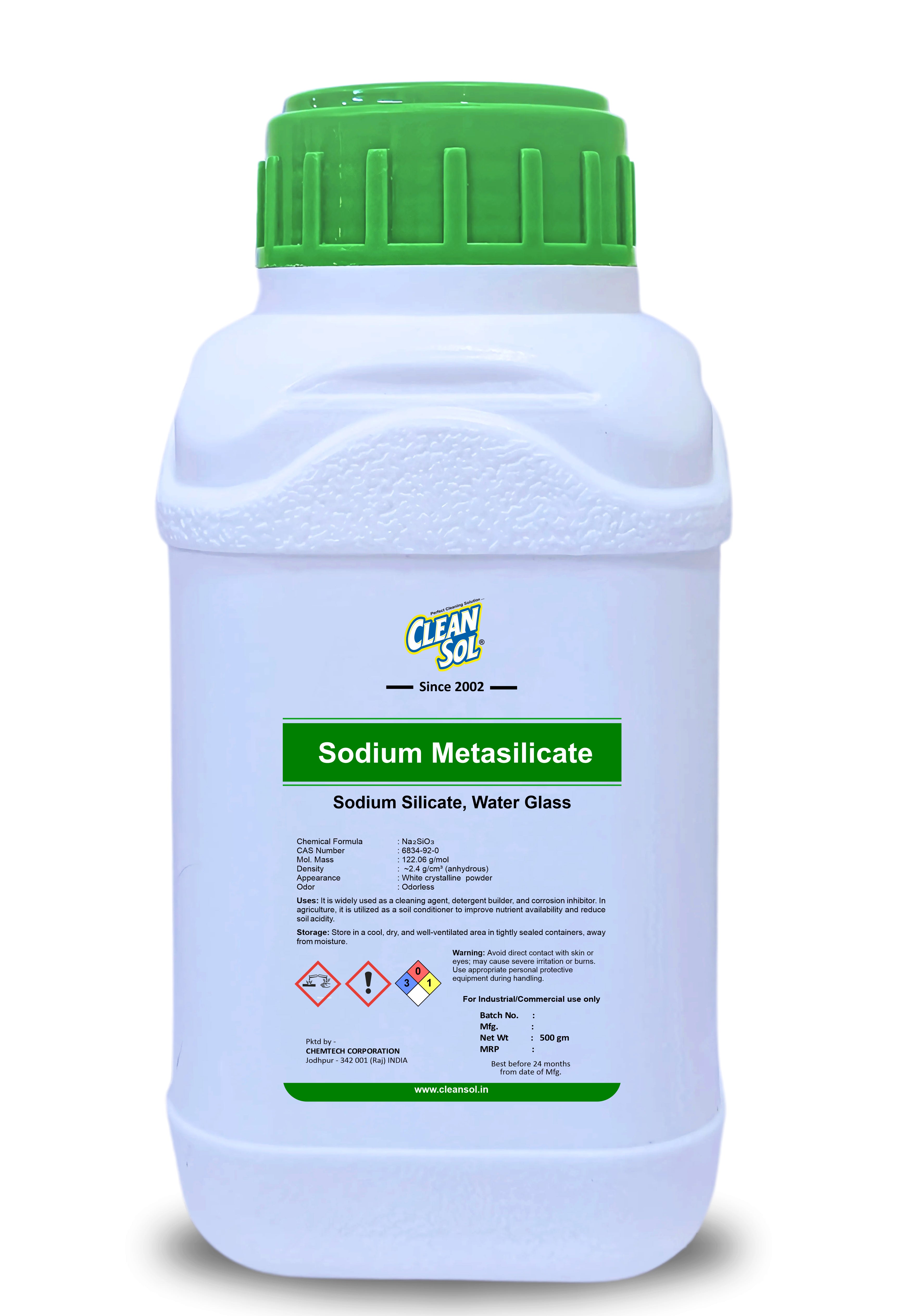 Cleansol Sodium Metasilicate Anhydrous | Multi-Purpose Cleaning Agent & Soil Conditioner for Agriculture and Industrial Applications - 250gm/500g/1kg/5kg