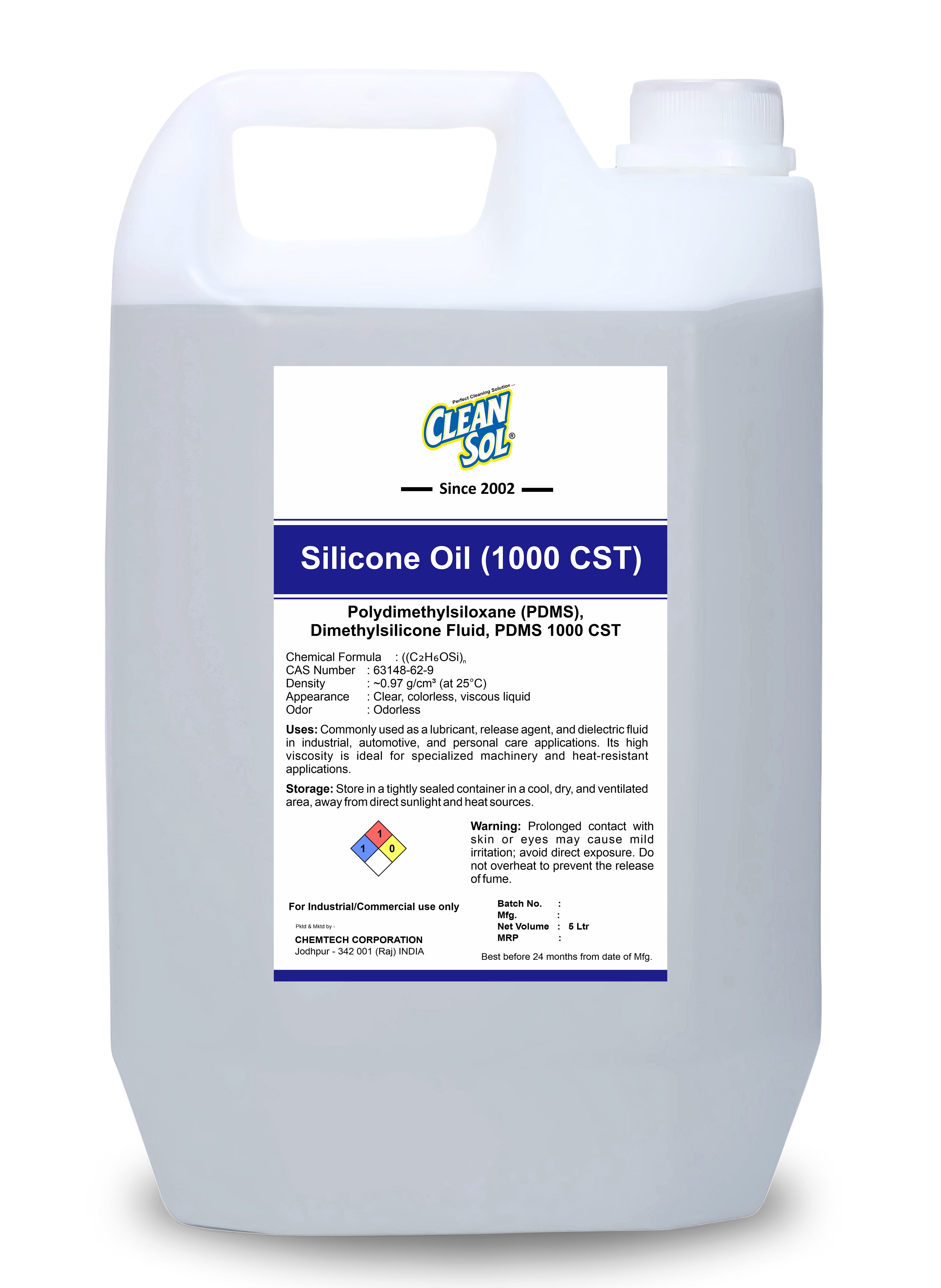 Cleansol Silicone Oil (1000 CST) | High-Viscosity Lubricant & Release Agent for Industrial, Automotive, and Cosmetic Applications