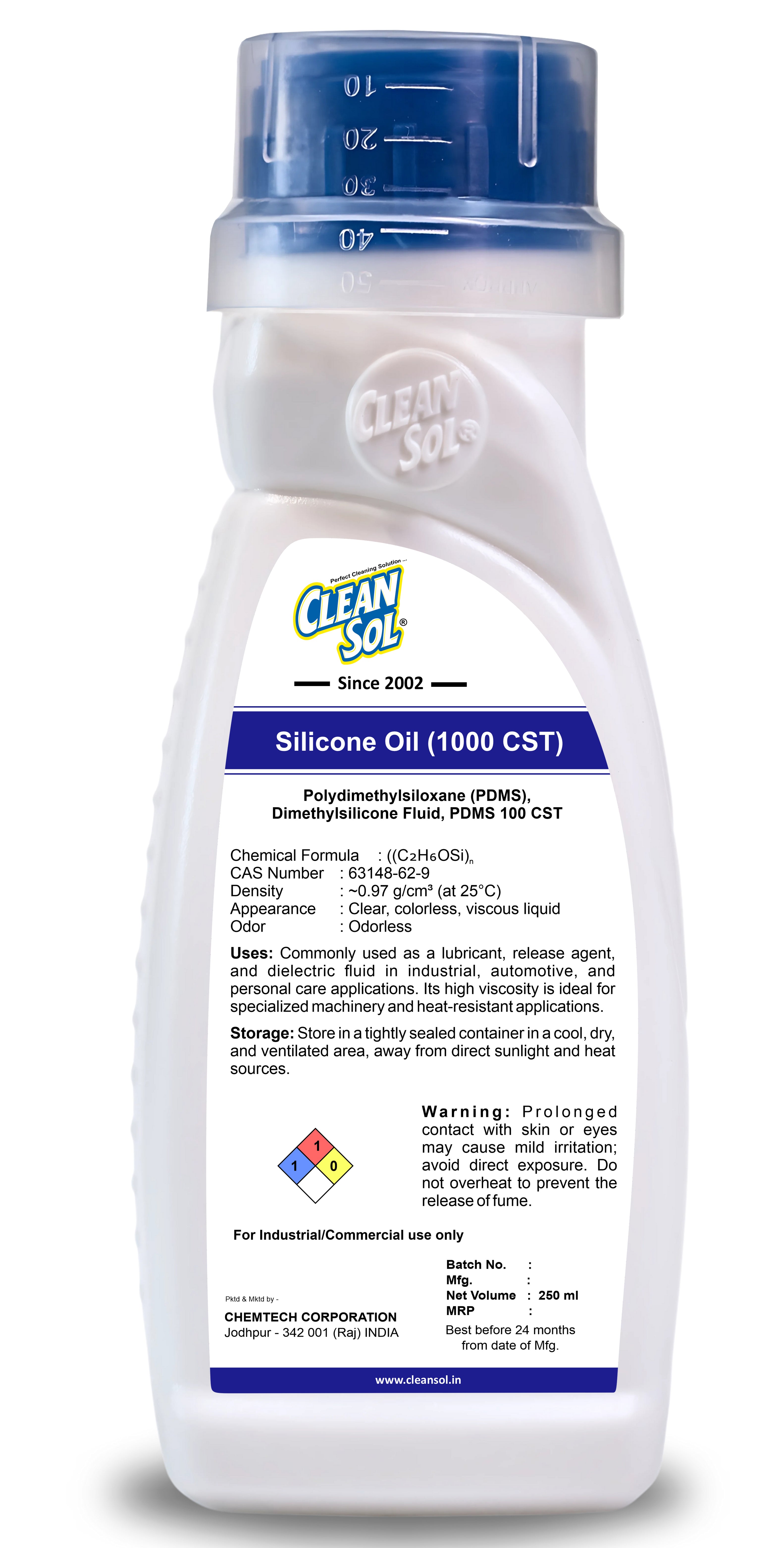 Cleansol Silicone Oil (1000 CST) | High-Viscosity Lubricant & Release Agent for Industrial, Automotive, and Cosmetic Applications