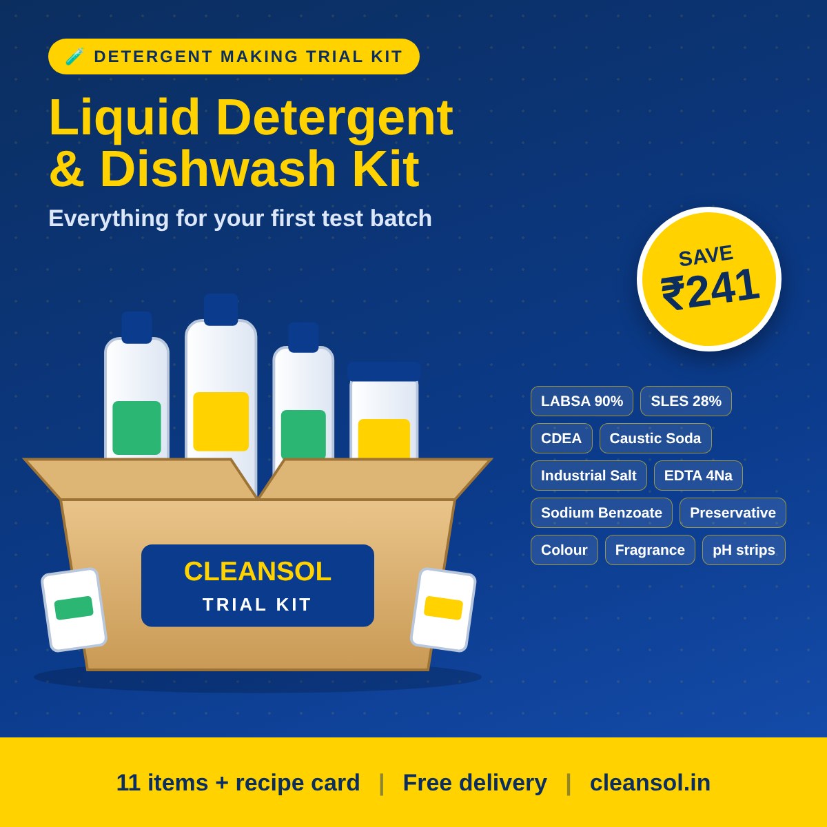 Cleansol Liquid Detergent and Dishwash Making Trial Kit – 11 items for your first batch