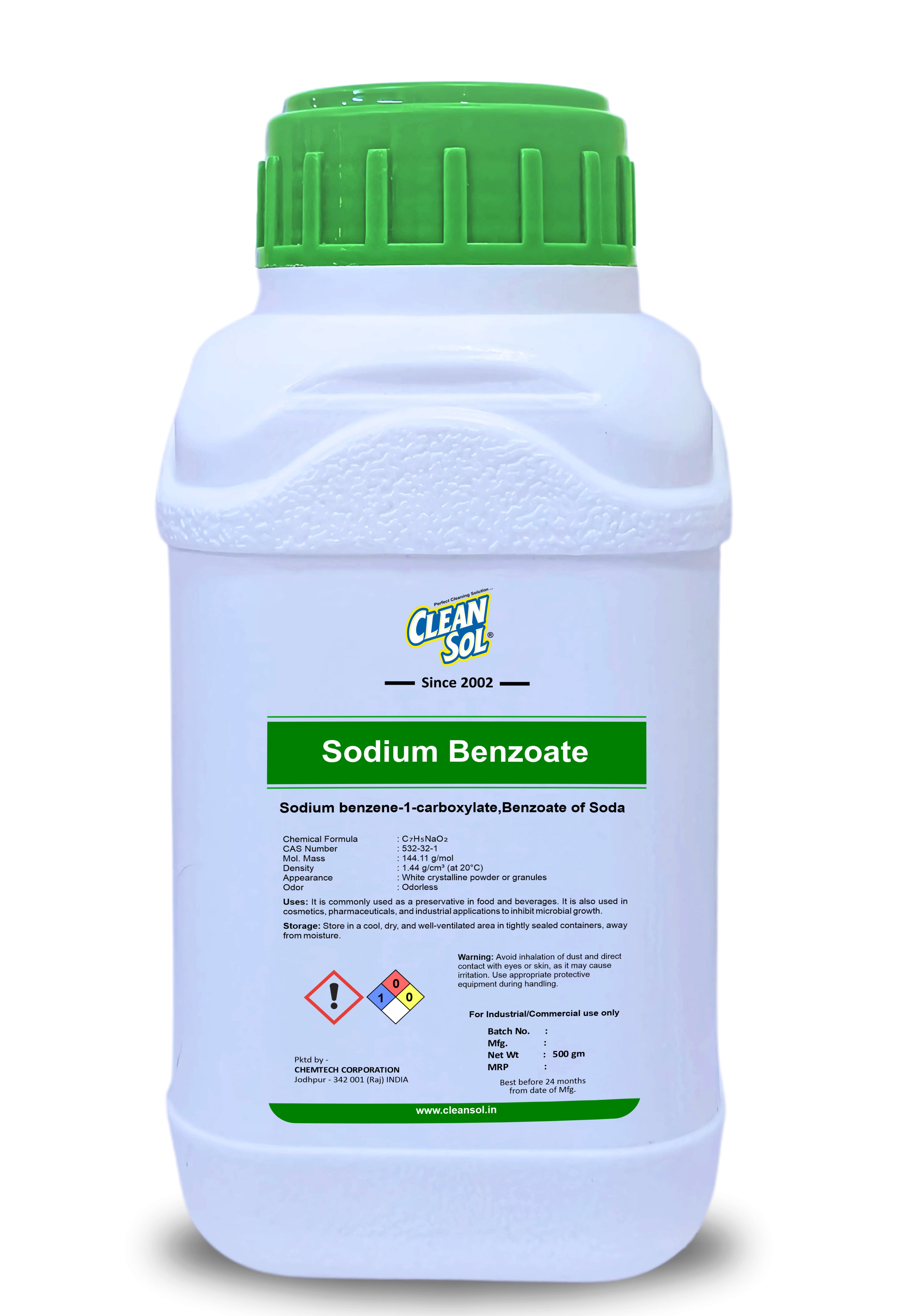 Cleansol Sodium Benzoate | Multi-Purpose Preservative for Food, Beverages, and Cosmetics - 250g/500g/1kg/5kg