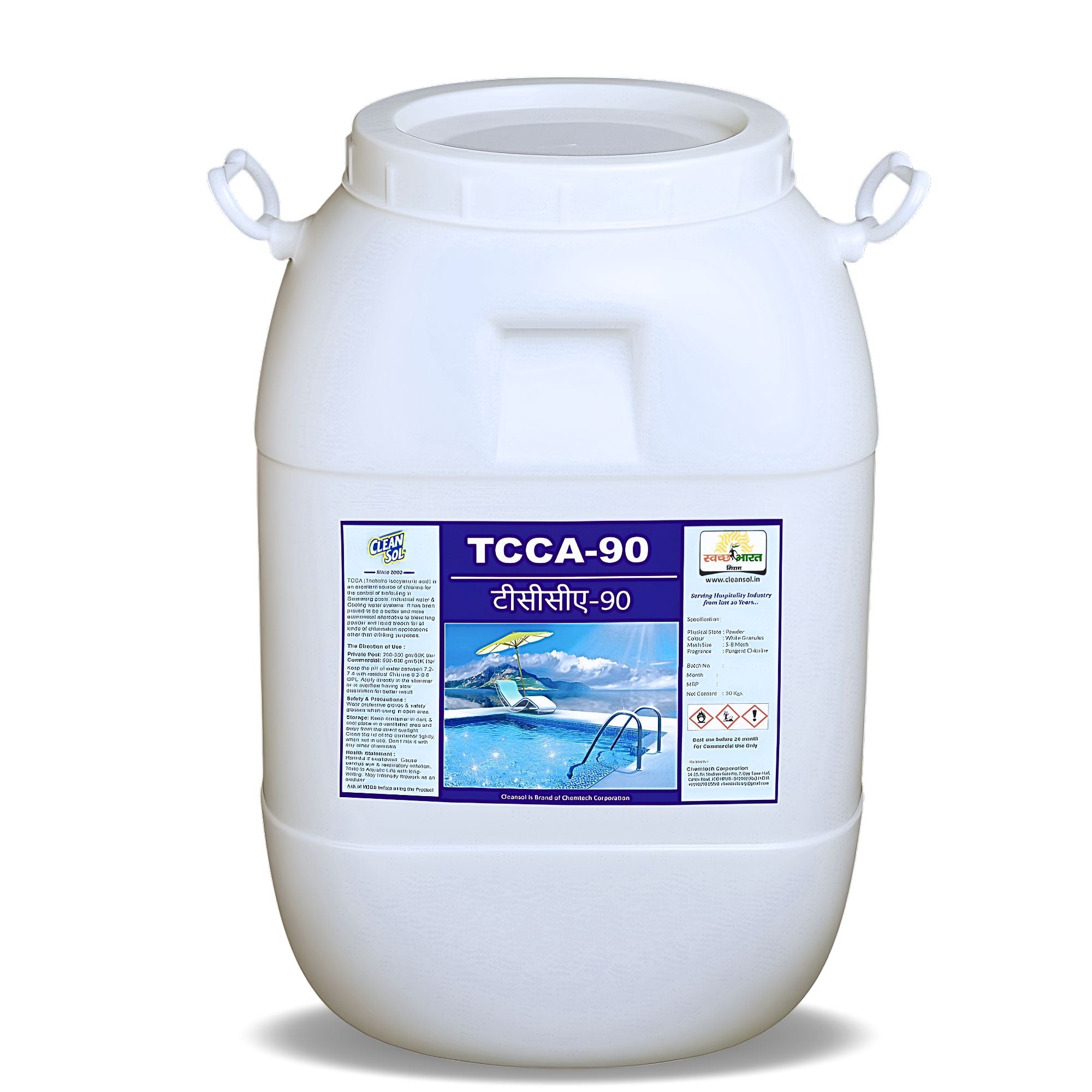 Cleansol TCCA-90 (Trichloroisocyanuric Acid) 90% | Chlorine Granules for Swimming Pools, Water Treatment, Cooling Towers & Disinfection