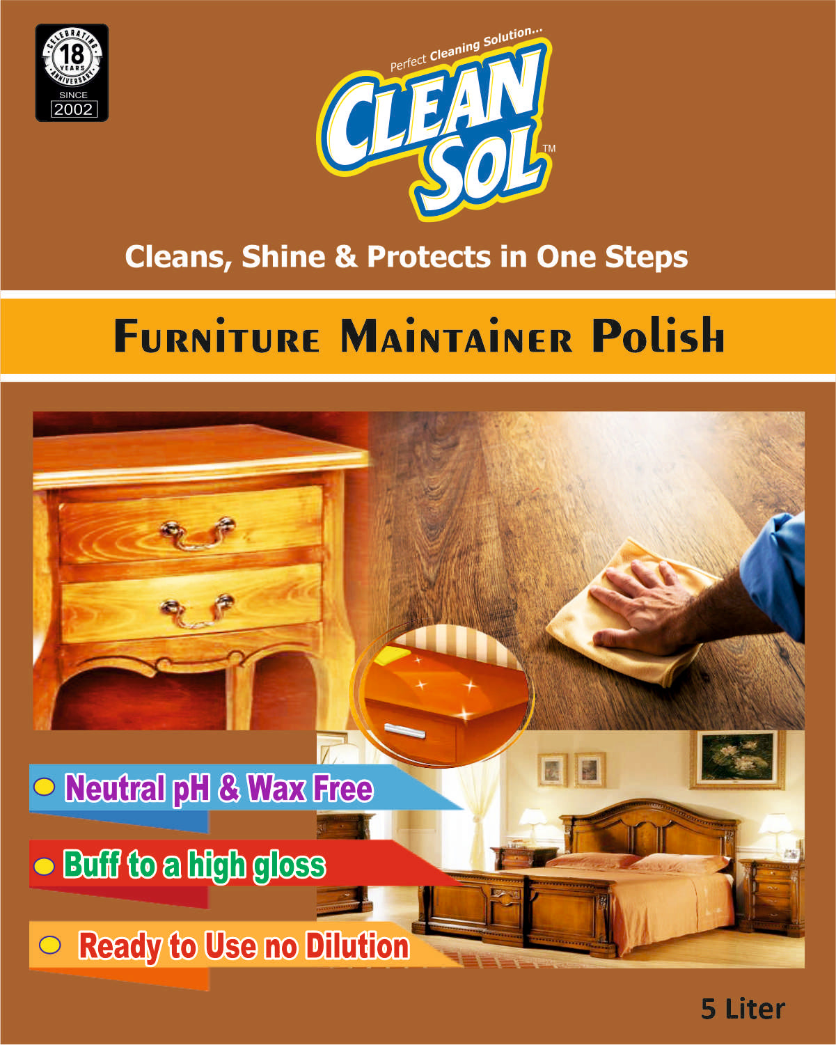 Cleansol Wood and Furniture Liquid Polish Shine