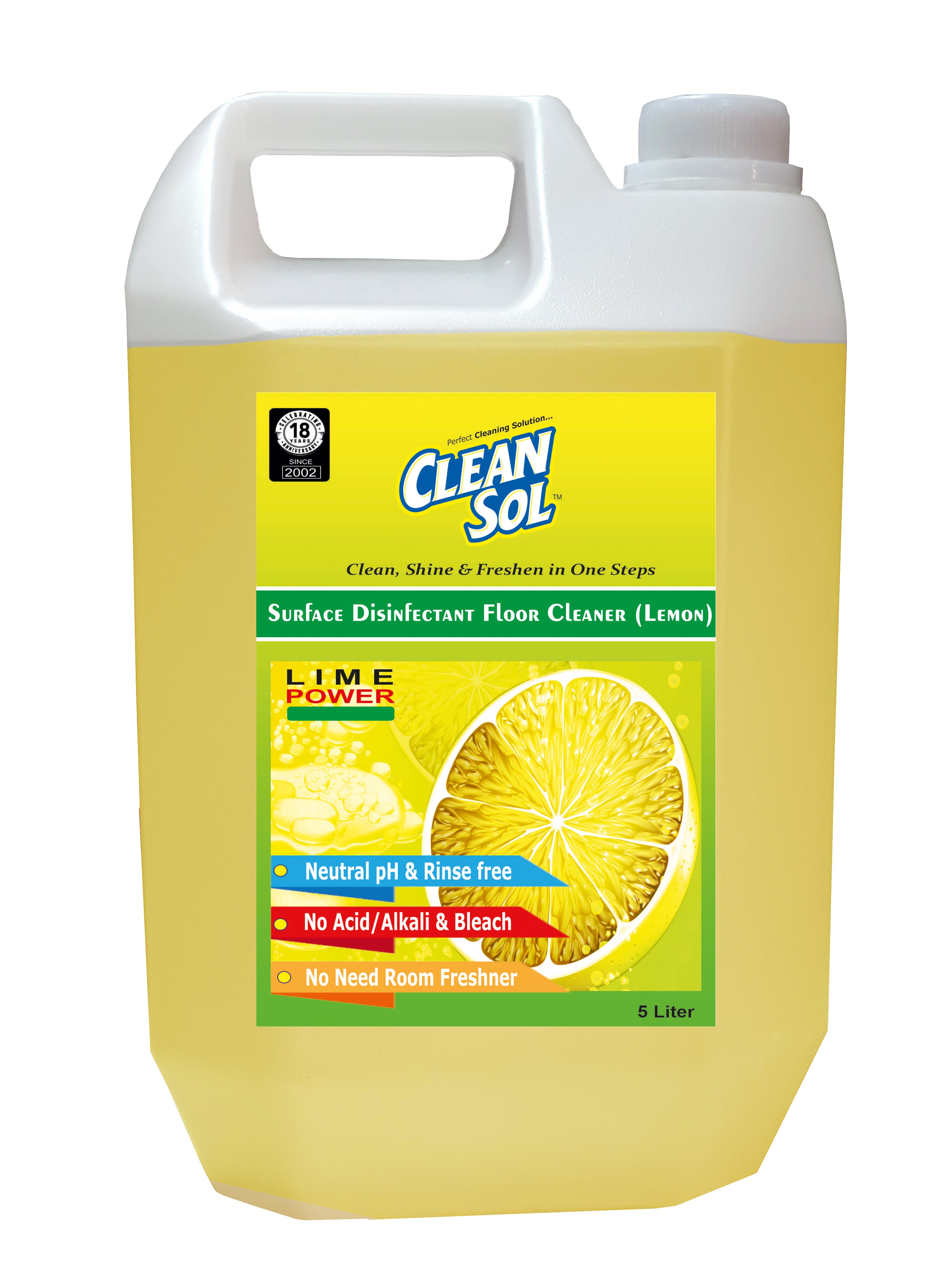 Cleansol Surface Disinfectant Floor Cleaner (Lemon) - 5 Litre