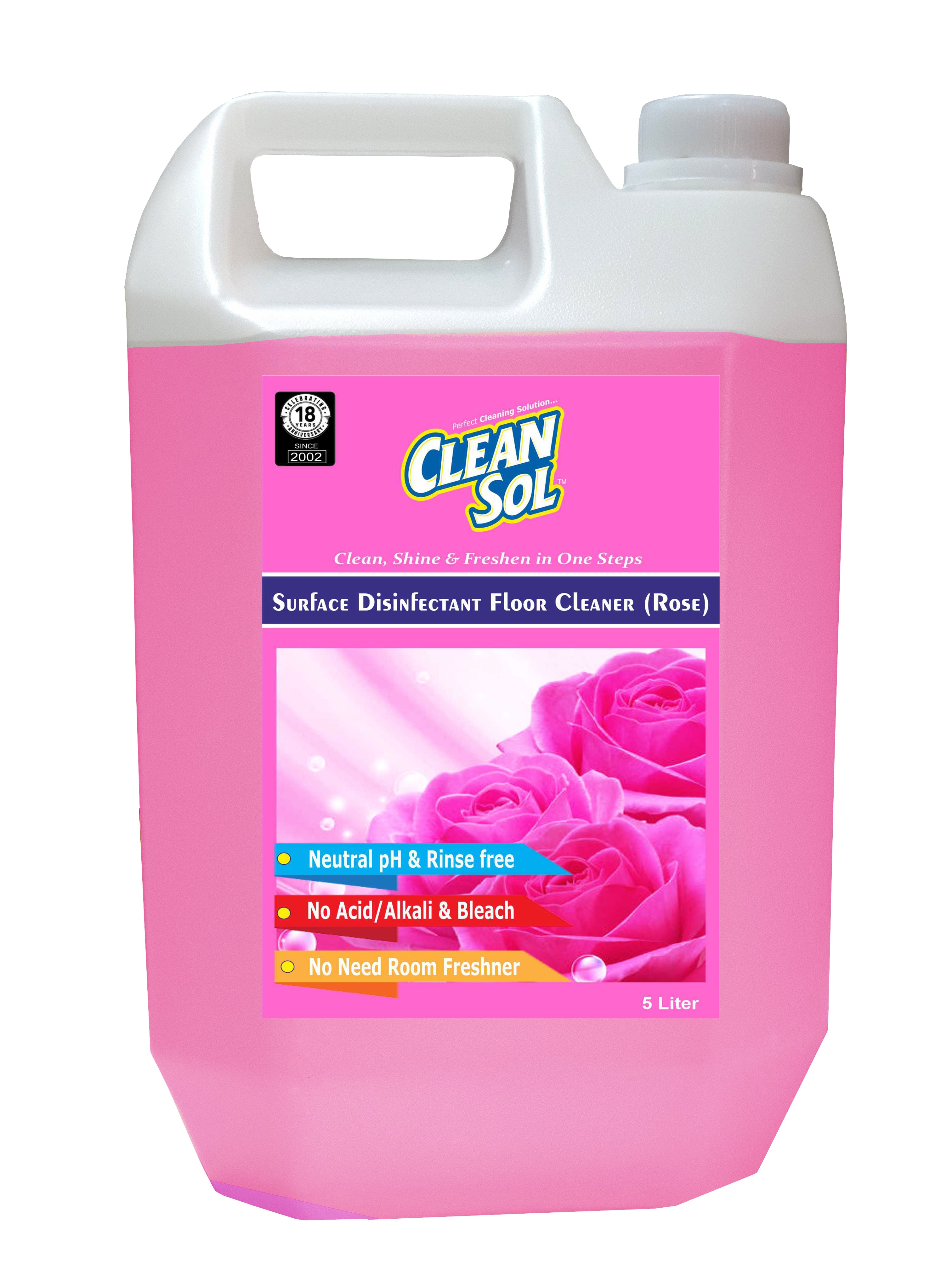 Cleansol Surface Disinfectant Floor Cleaner (Rose) - 5 Ltr